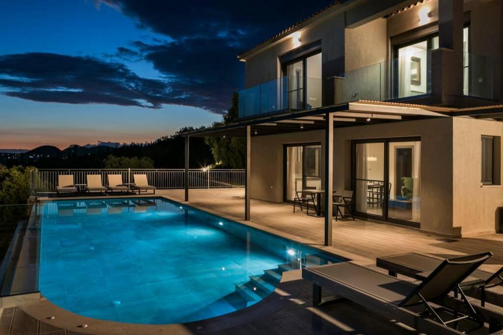Color Villas-New Villa Green At Trapezaki With Private Pool Mousata Exteriér fotografie